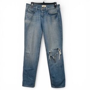 L'AGENCE Women's Blue Nevia Straight Leg Low Rise Distressed Ripped Jeans